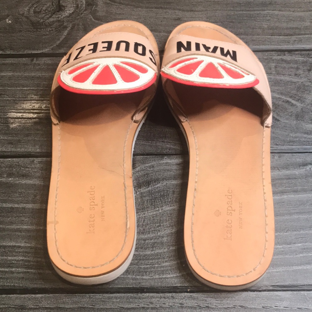 Main Squeeze Citrus Wedge Leather Slide Sandals - Picture 2 of 3